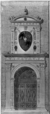 Il portale di Palazzo Schifanoia, disegno di Antonio Furlanetto, 1915