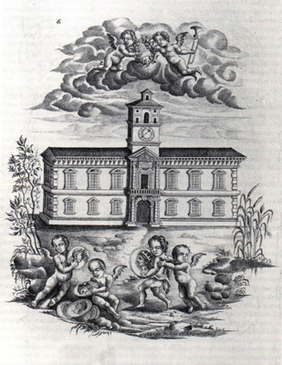 Palazzo Paradiso nel Settecento, sede del Museo, in un disegno di Giuseppe Padovani 
