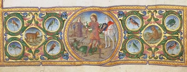 Martino da Modena, Antifonario VII, c. 5v, San Giorgio e il drago