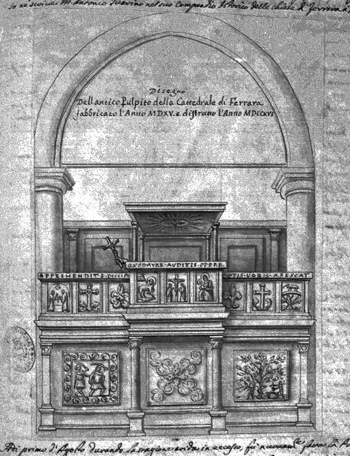 N. Baruffaldi, Disegno dell'antico pulpito
