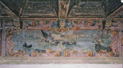 Sala della Grotta, fregio con veduta dei domini di Francesco d'Este
